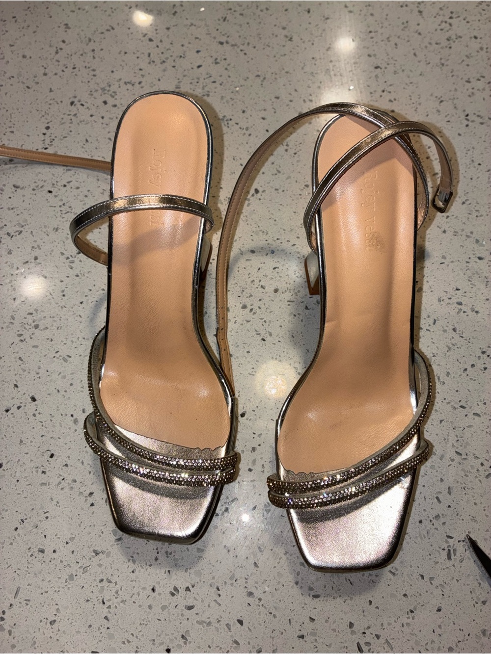 SHEIN Silver Rhinestone Platform Heels Women’s Size 9.5